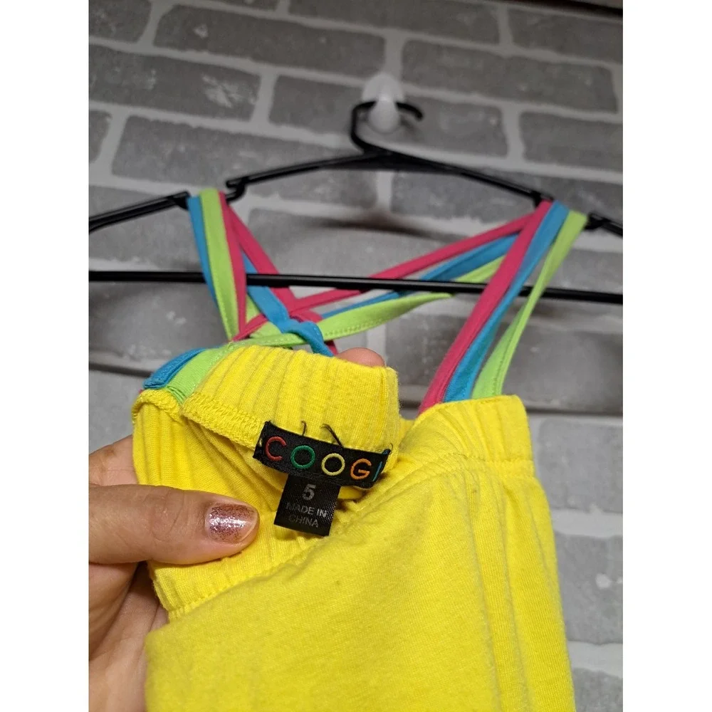 Coogi Romper Girls‎ Yellow Square Neck Racer Back Sleeveless  Drawstring Size 5